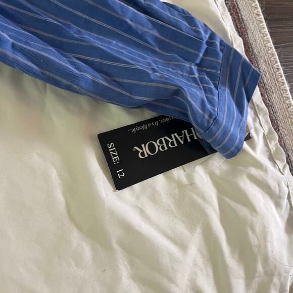 NWT Blue White Stripe Long Sleeve Button Down Wmns 12 Preppy Work Office - Picture 4 of 7